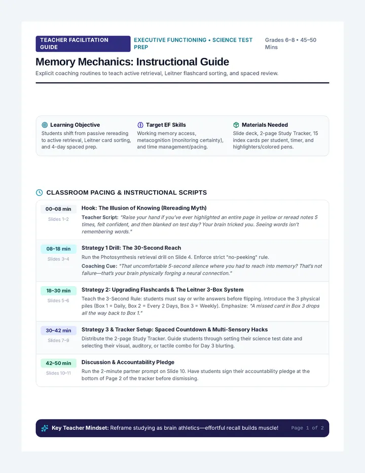 Memory Mechanics Teacher Guide