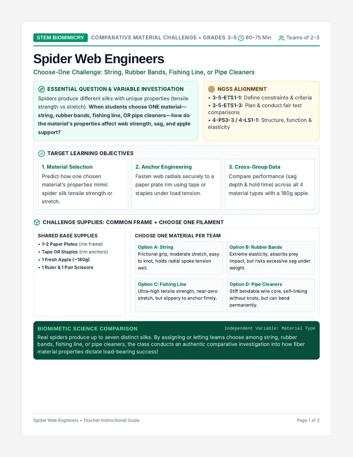 Spider Web Lesson Plan