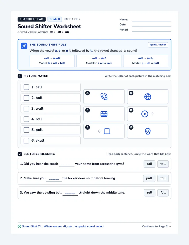 Sound Shifter Worksheet