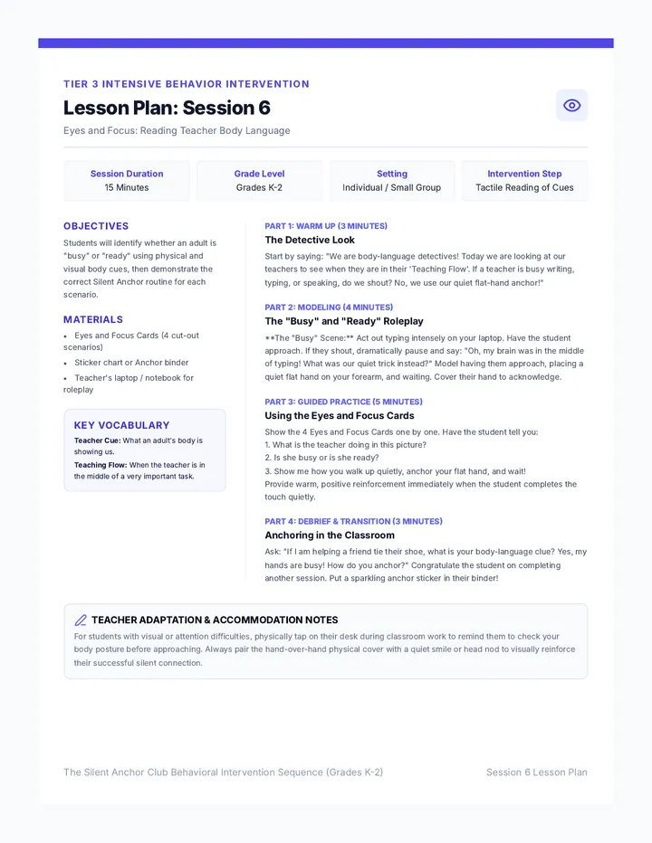 Eyes and Focus Lesson Plan