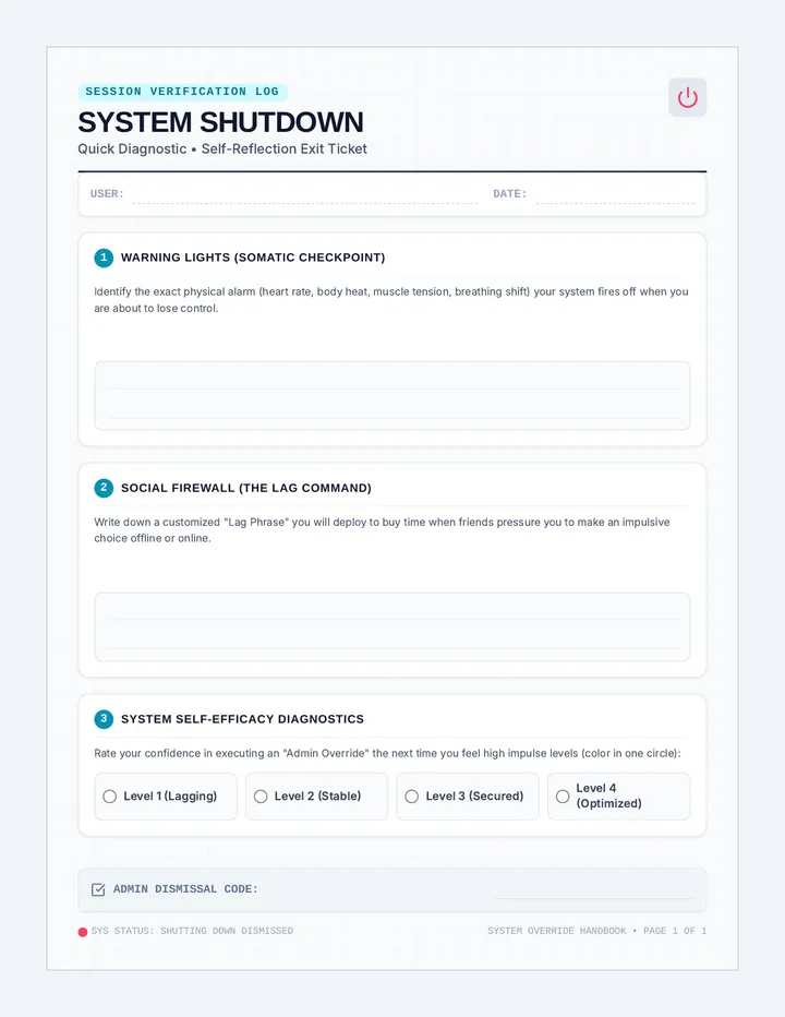 System Shutdown Exit Ticket