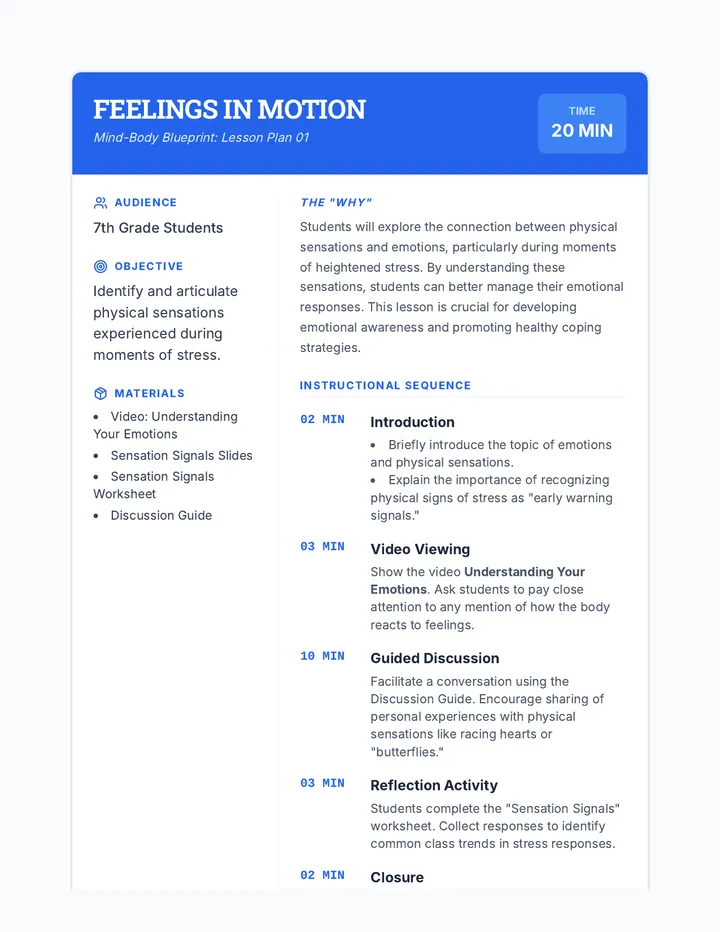 Feelings in Motion Lesson Plan
