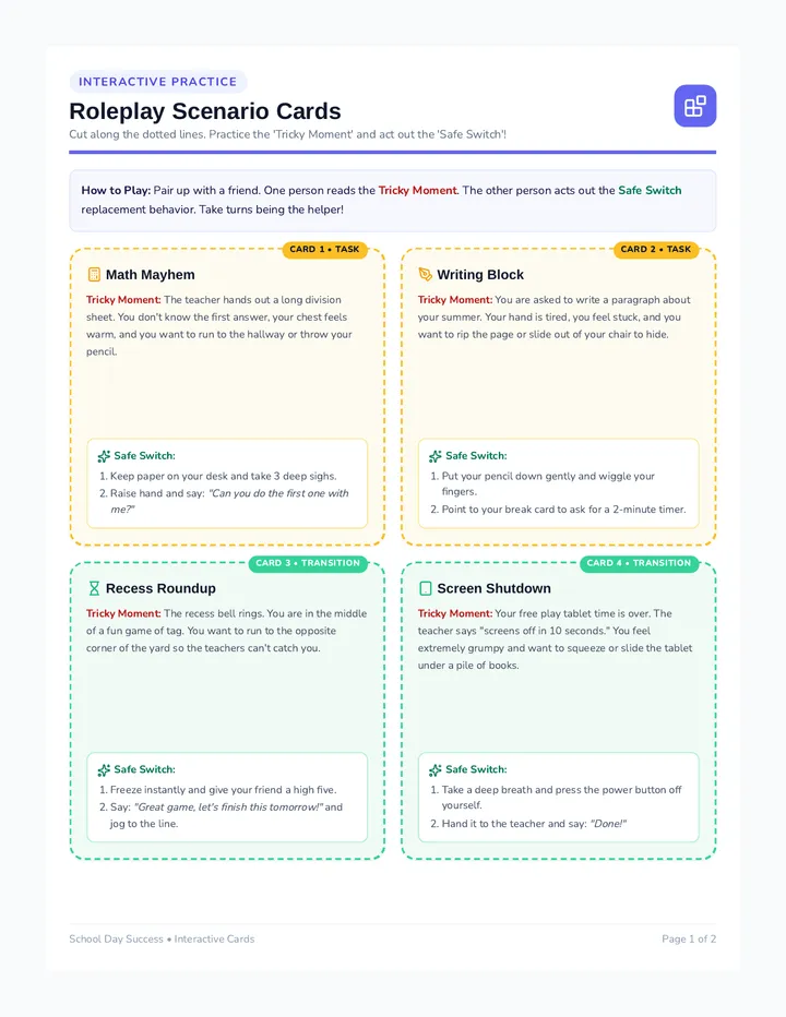 School Success Roleplay Cards