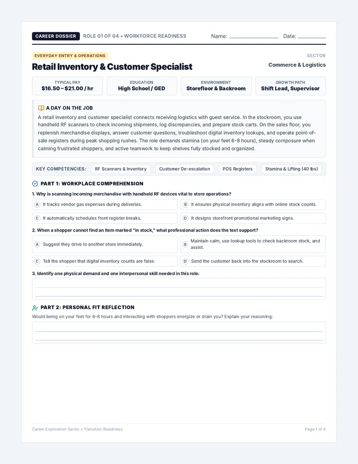 Career Launchpad Worksheets