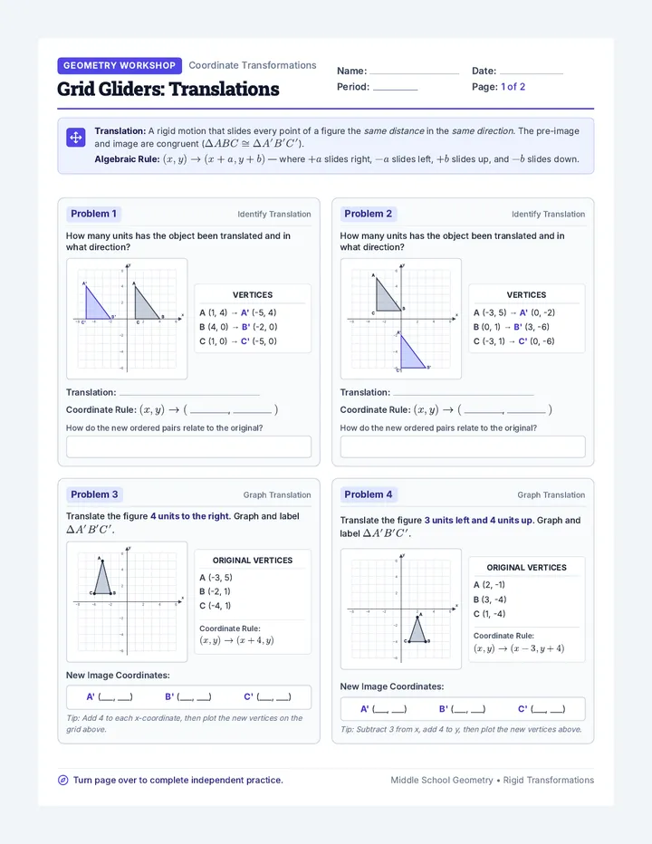 Grid Gliders Worksheet