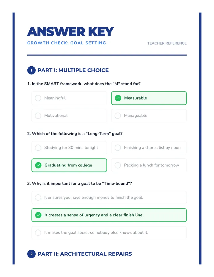 Goal Check Answer Key