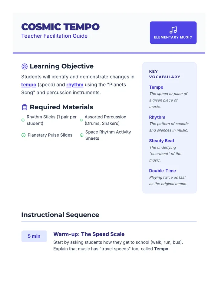 Cosmic Tempo Teacher Guide