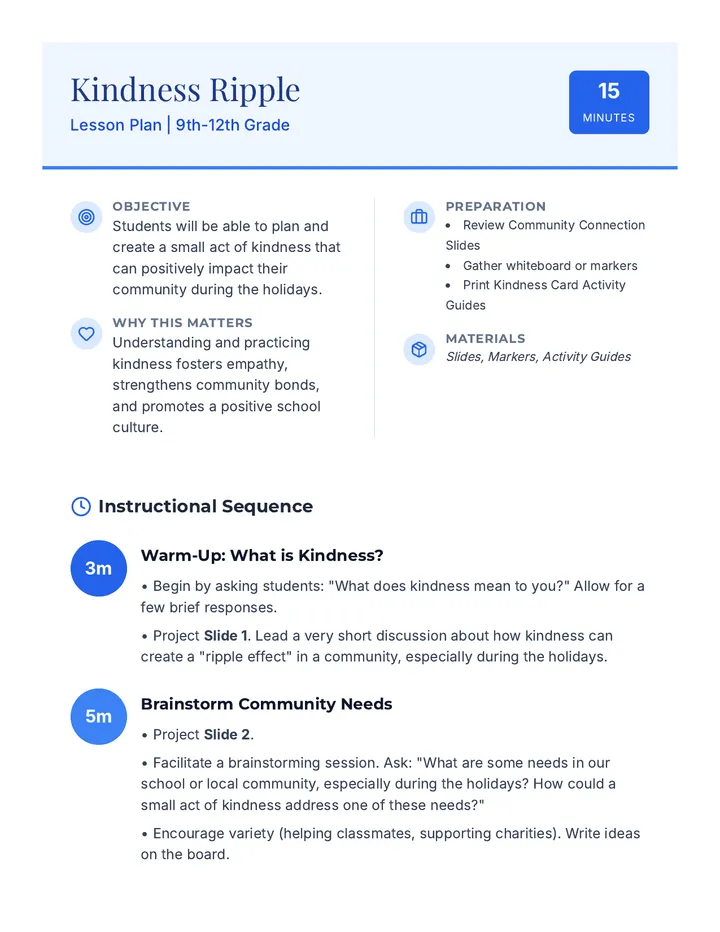 Kindness Ripple Lesson Plan