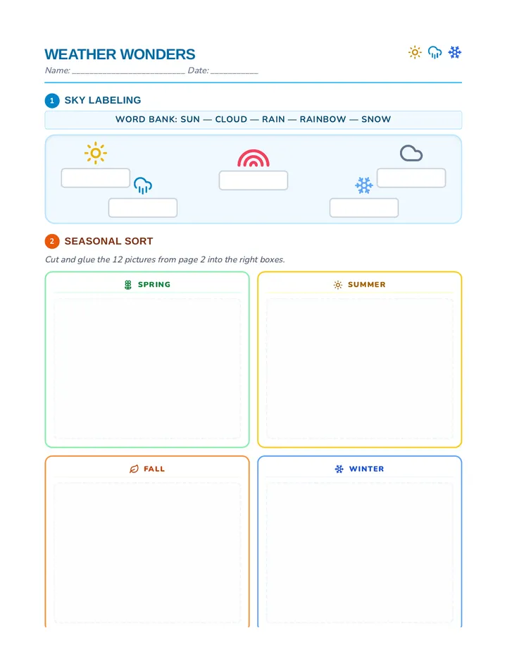 Weather Wonders Worksheet