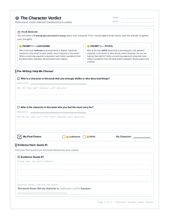 Character Verdict Handout
