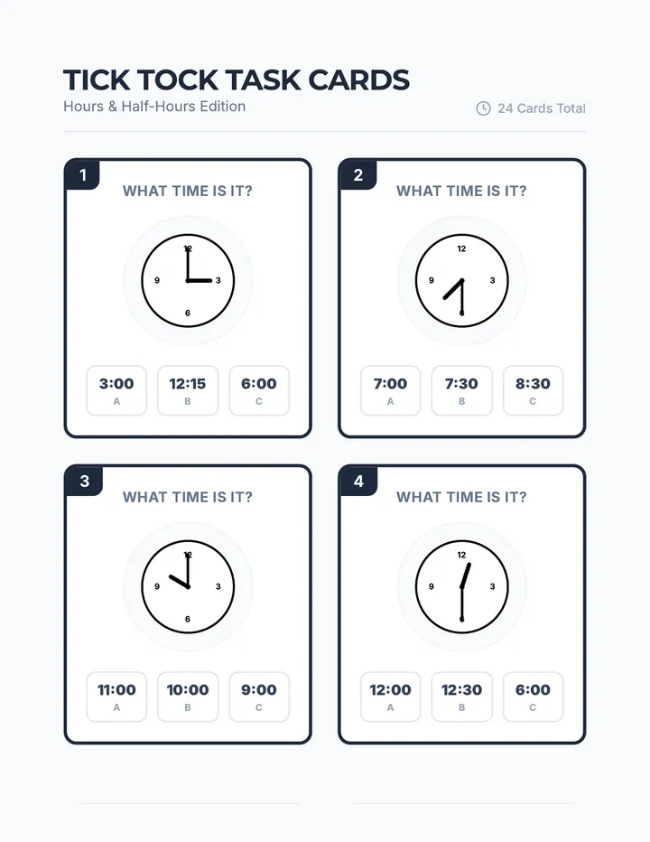 Tick Tock Task Cards