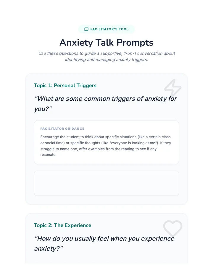 Anxiety Talk Prompts Guide