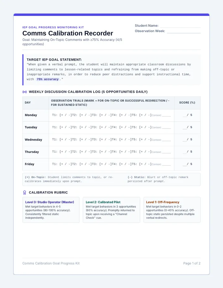 Comms Calibration Flight Recorder