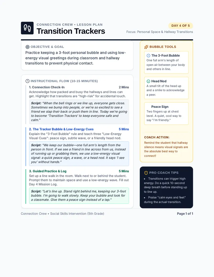 Transition Trackers Lesson Plan