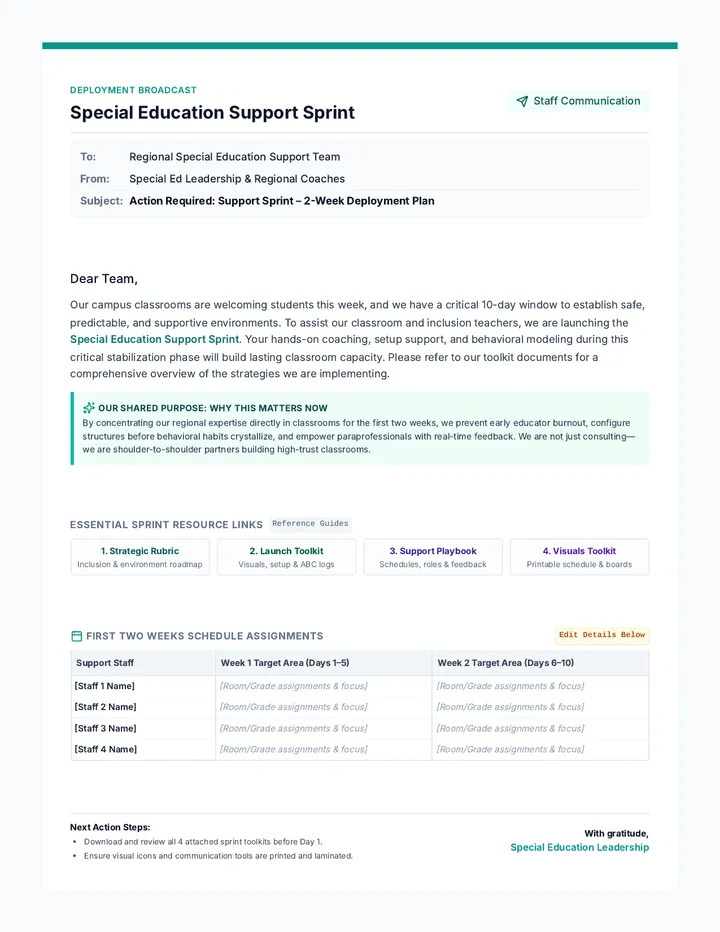 Staff Launch Email Template