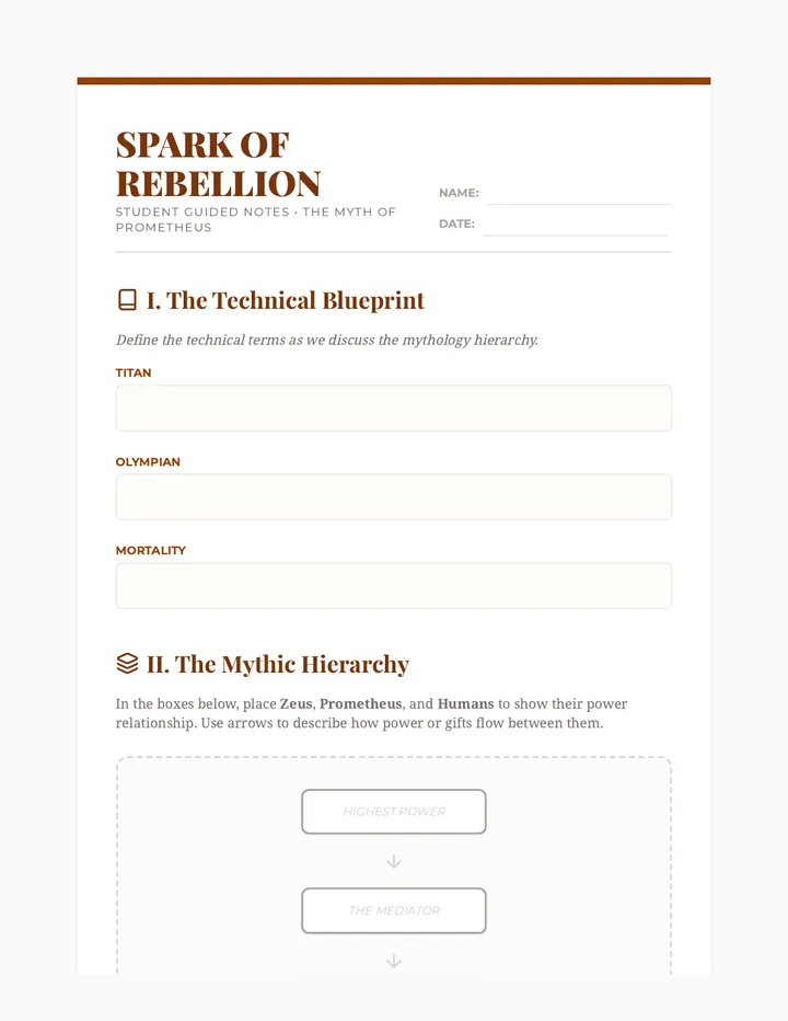 Spark of Rebellion Worksheet