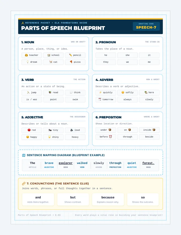Parts of Speech Cheat Sheet