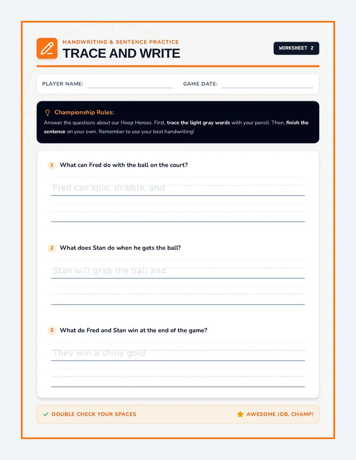 Trace and Write Activity Sheet