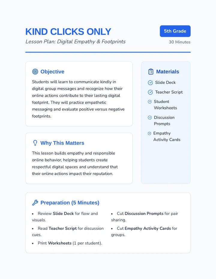 Kind Clicks Lesson Plan