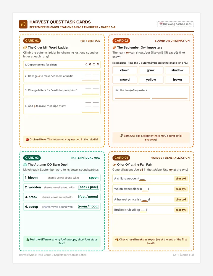 Harvest Quest Task Cards