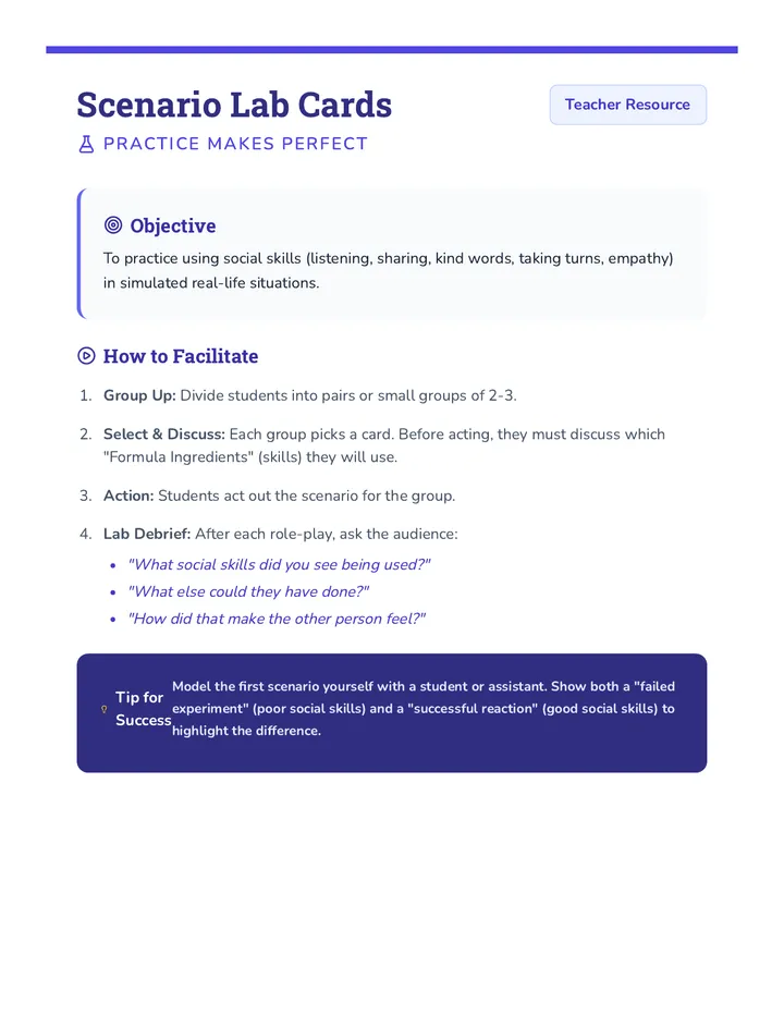 Role Play Scenario Cards