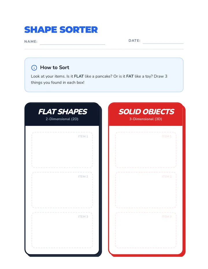 Shape Sorter Recording Sheet