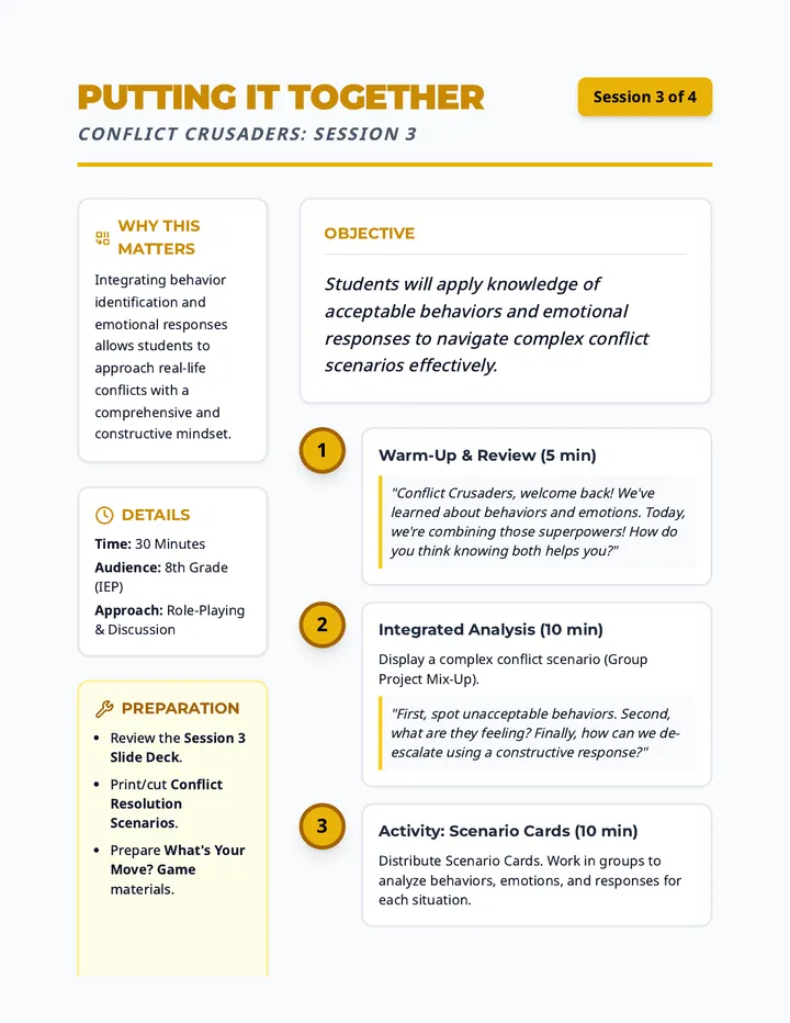 Putting Together Lesson Plan