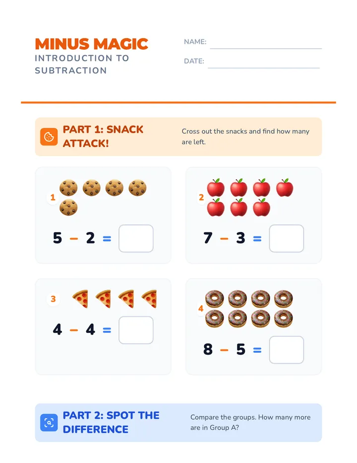 Minus Magic Worksheet