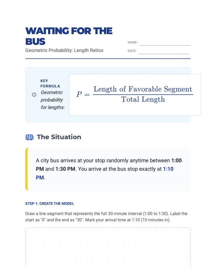 Bus Stop Probability Worksheet