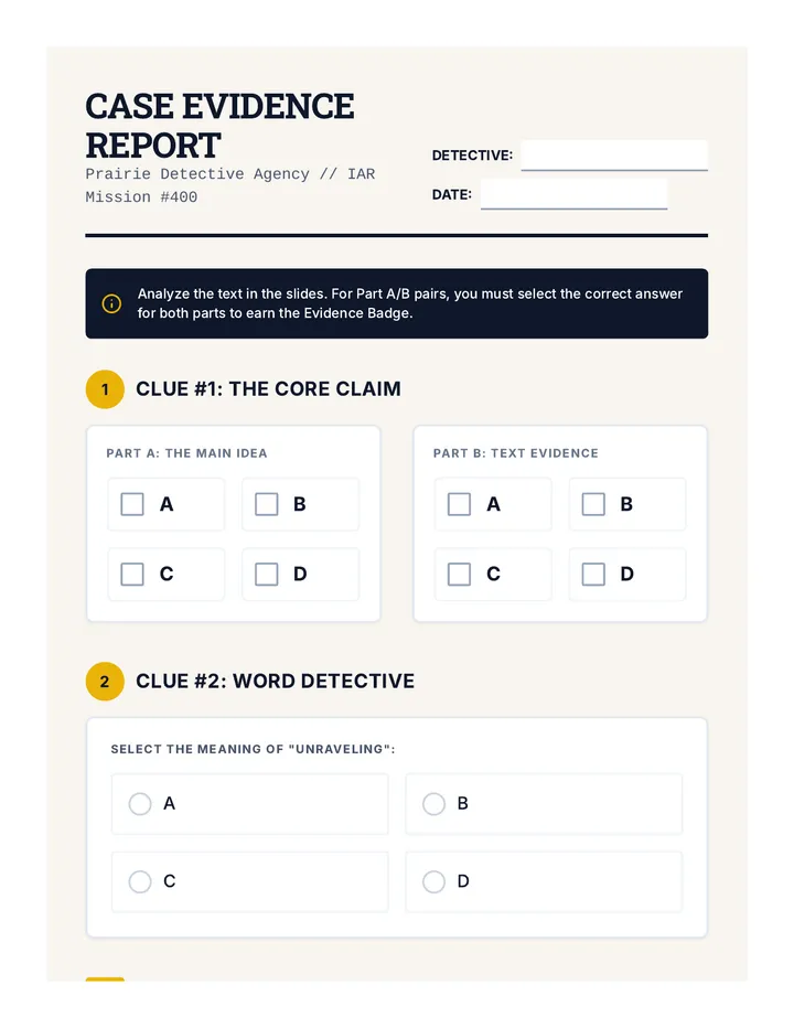 Case Evidence Report Worksheet