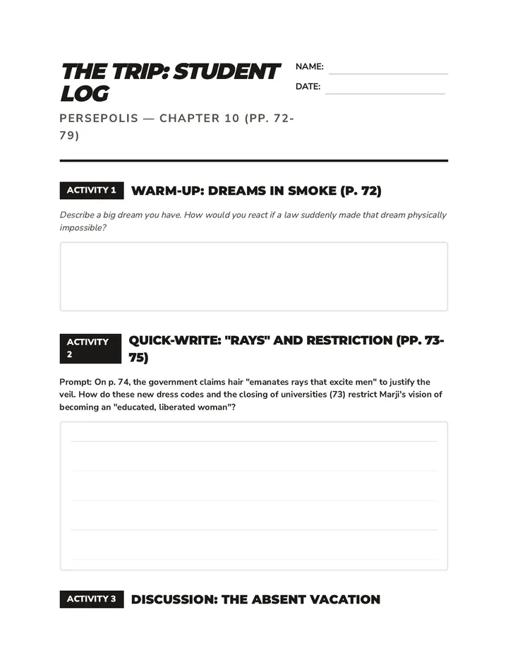 The Trip Log Worksheet