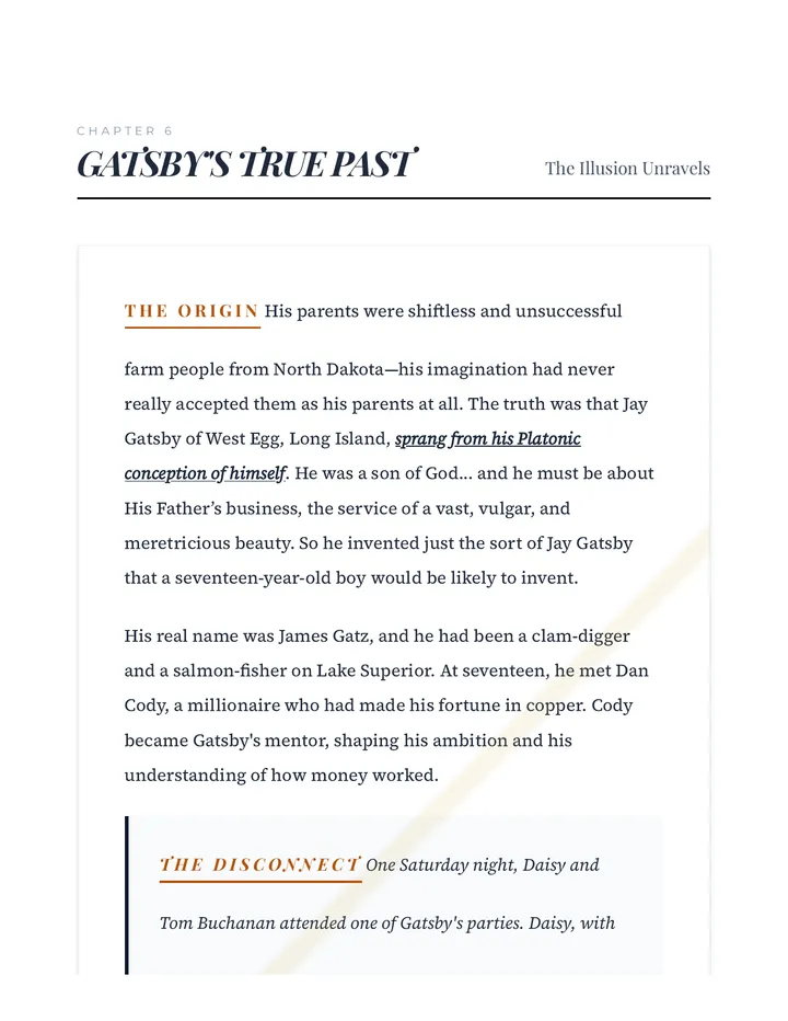 Chapter 6 Excerpt Gatsby's True Past