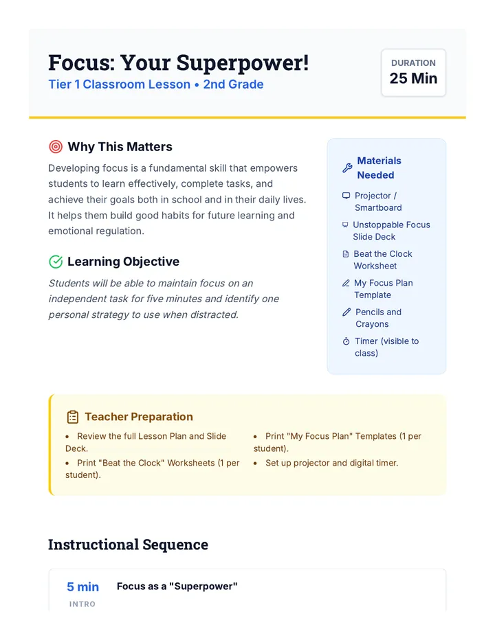 Focus Lesson Plan