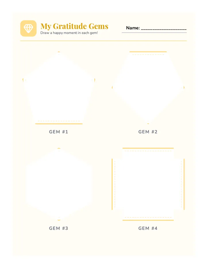Gratitude Gems Worksheet