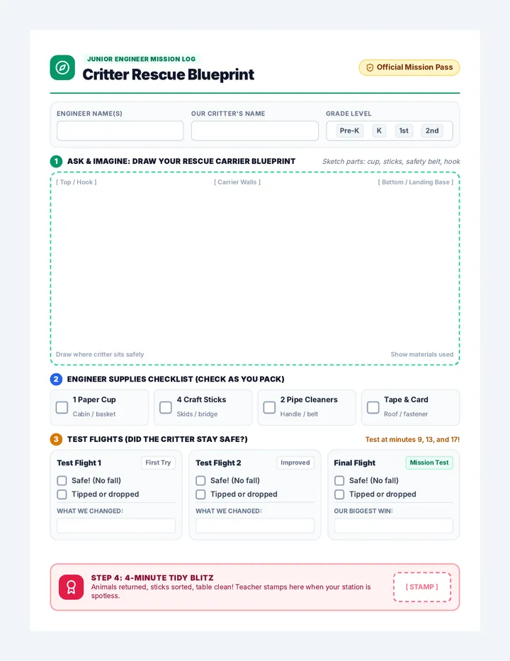 Critter Rescue Student Blueprint