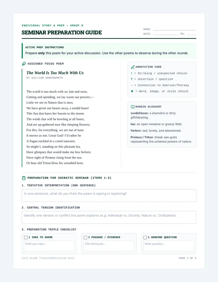 Wordsworth Group Packet