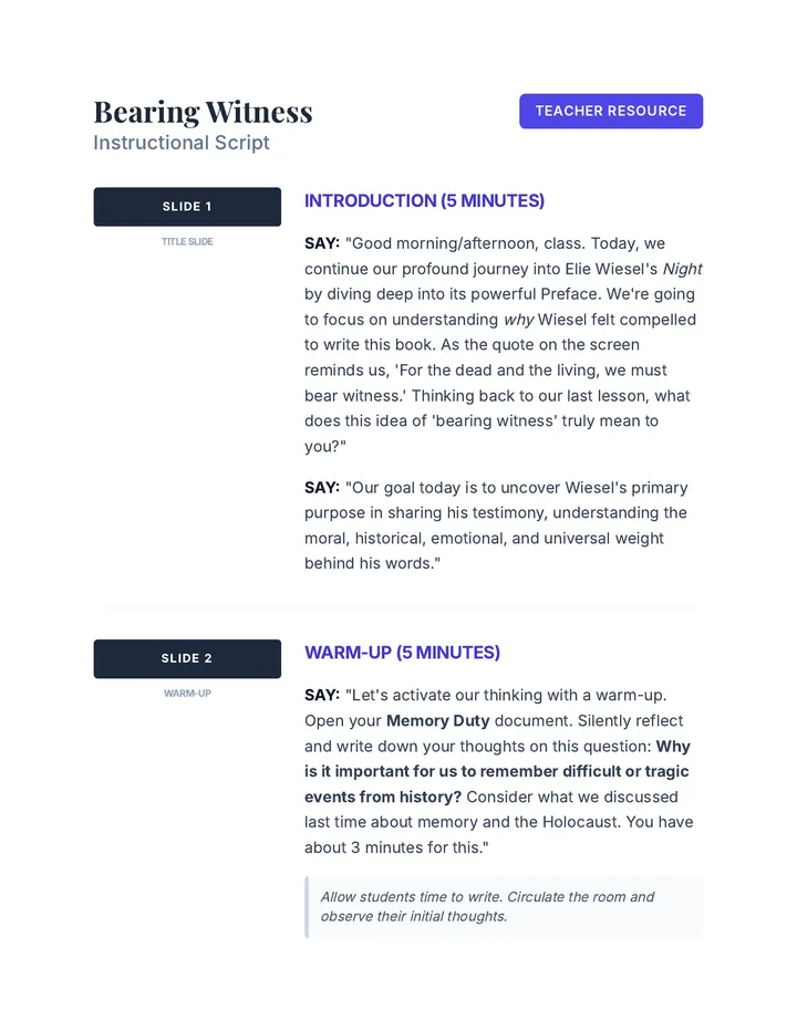 Bearing Witness Script
