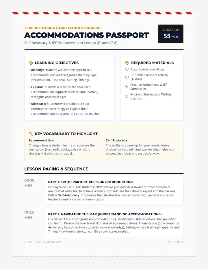 Accommodations Passport Teacher Guide