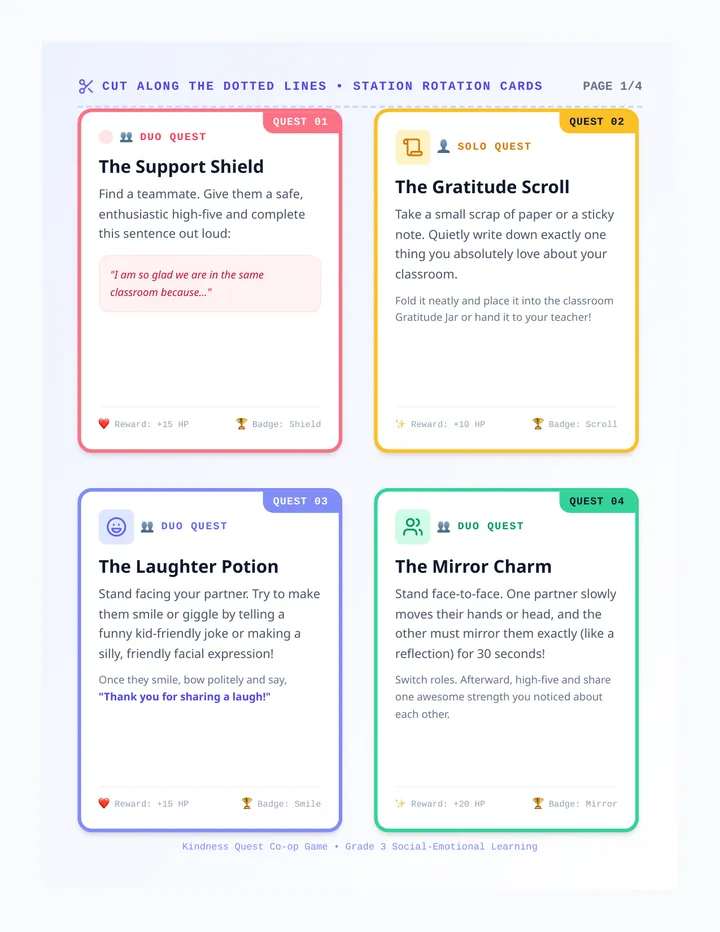 Kindness Quest Task Cards