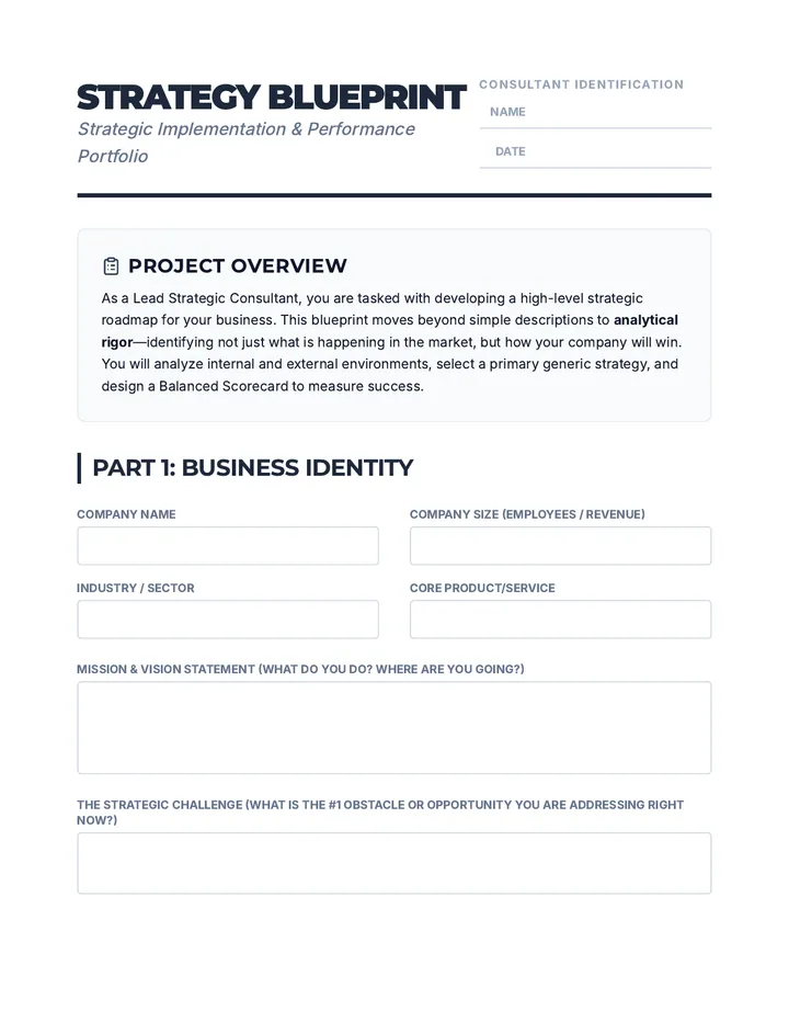 Strategy Blueprint Project Packet