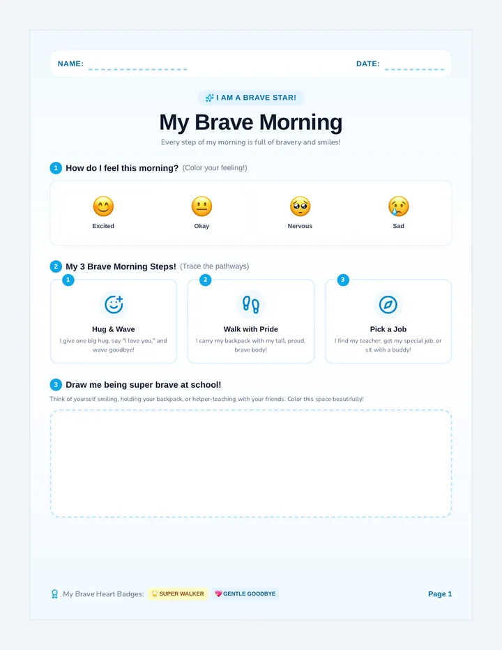 My Brave Morning Worksheet