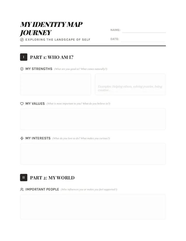 My Identity Map Journey Worksheet
