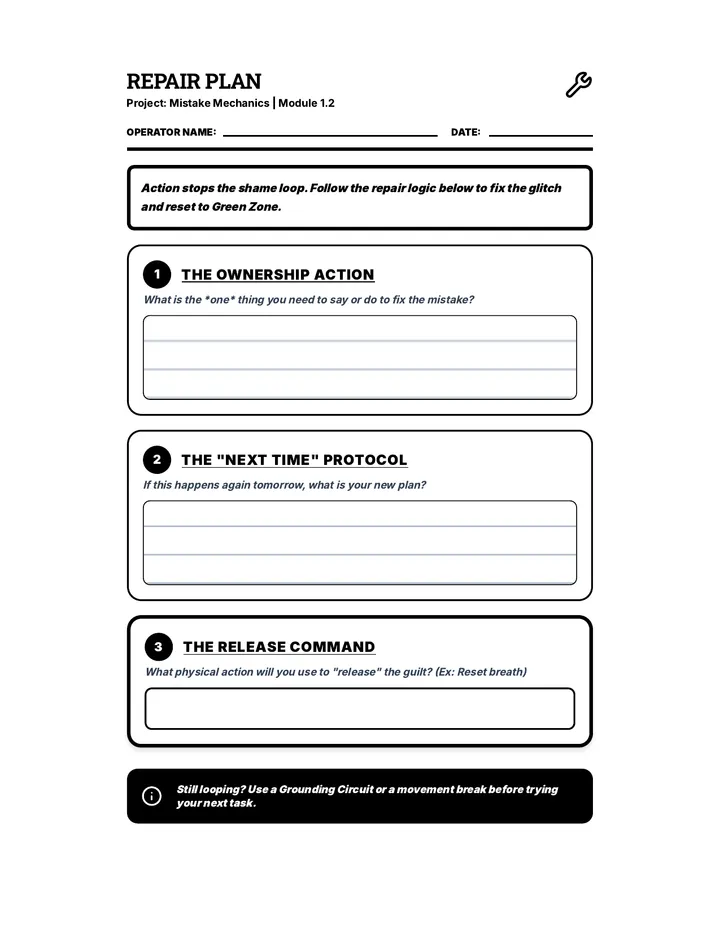 Repair Plan Worksheet BW