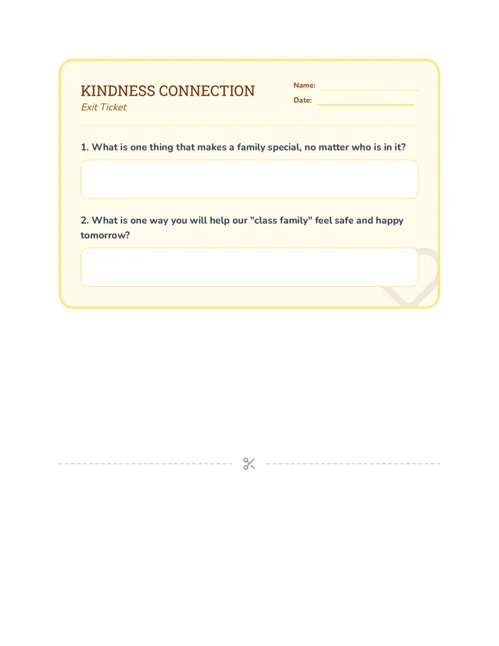 Kindness Connection Exit Ticket