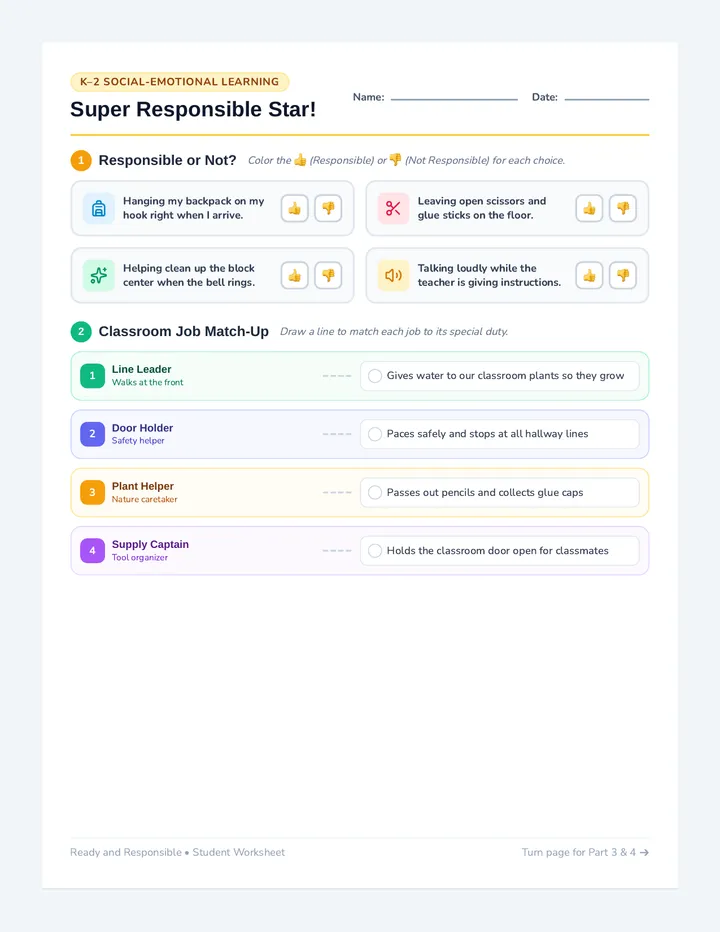 Responsible Choices Student Worksheet