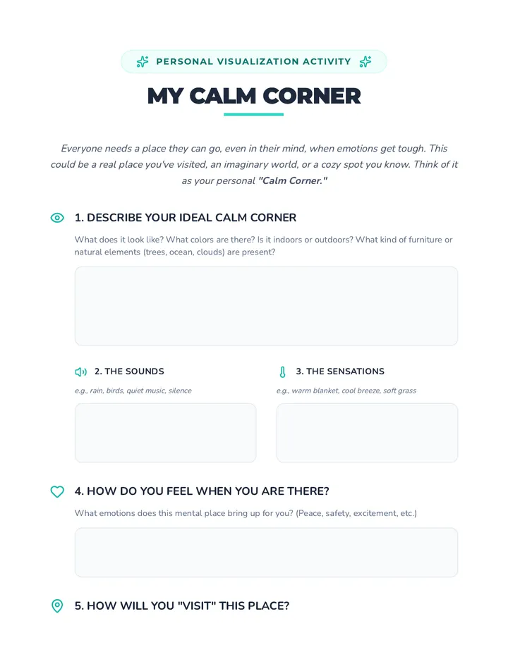My Calm Corner Journal Prompt