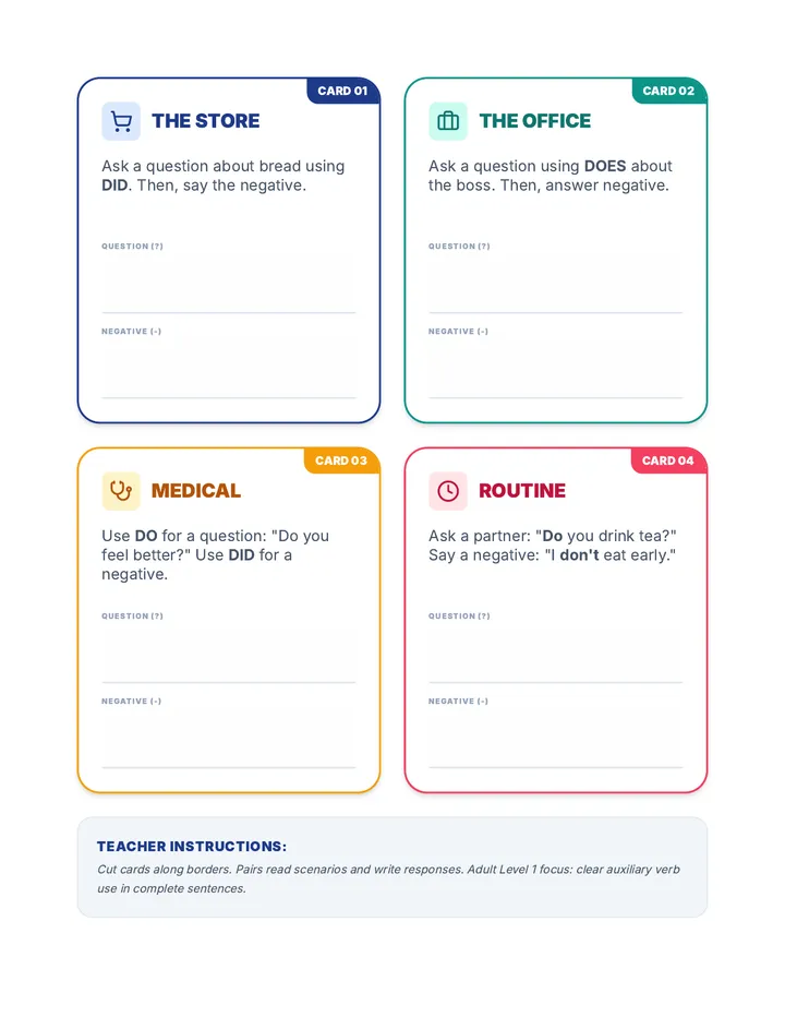 Scenario Task Cards
