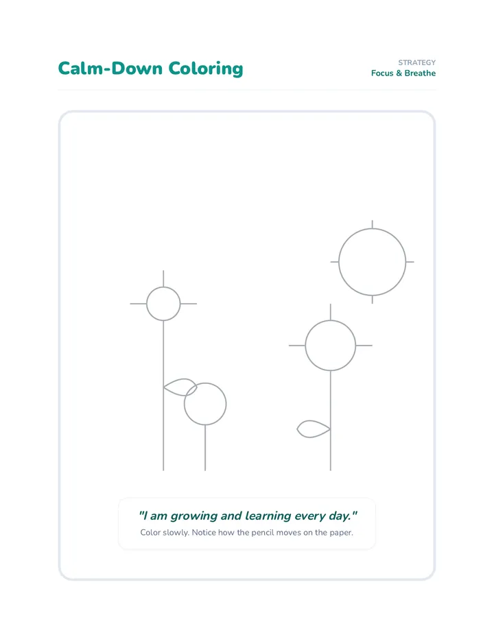 Calm Down Coloring Sheets