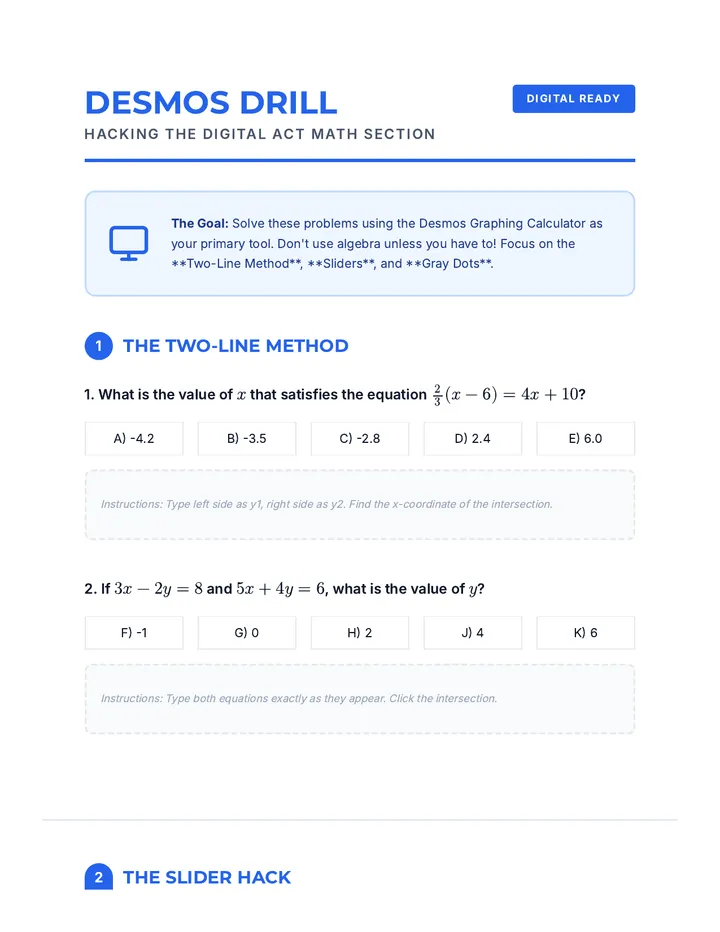 Desmos Drill Worksheet