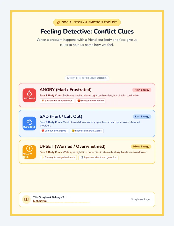 Feeling Detective Social Story Book